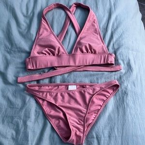 Pink Xhilaration bikini. Waffle texture. Hardly worn, good condition.